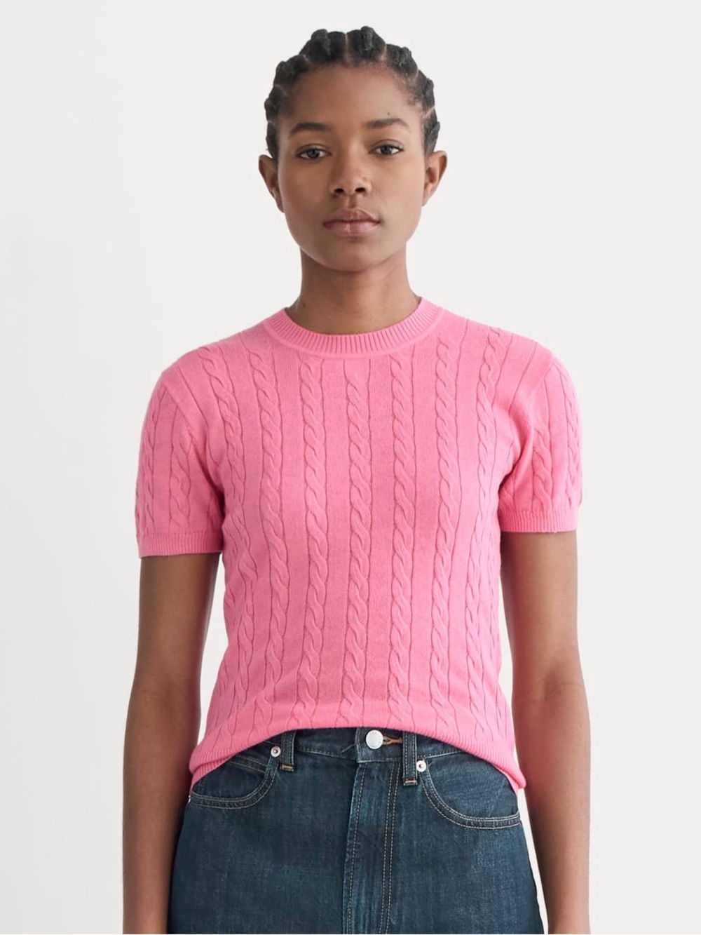 Everlane The Cable Crew in Cotton Cashmere (Pink, Size Large)